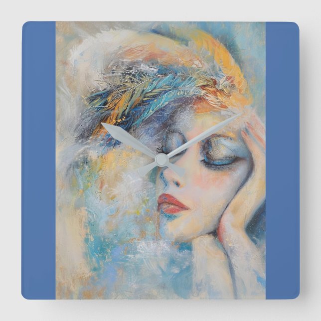 Cuadrado Reloj de arte místico para mujer mística (Anverso)