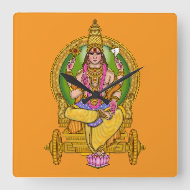 Cuadrado Reloj de astrología del Señor Sol (Surya) (Anverso)