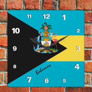 Cuadrado Reloj de Bahamas, hogar patriótico, bandera de Bah