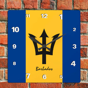 Cuadrado Reloj de Barbados, hogar patriótico, bandera de Ba