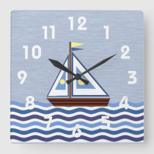 Cuadrado Reloj de barco de vela