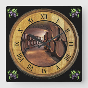 Cuadrado Reloj de bodega de vino 01 ~ Fondo de la tapa de b