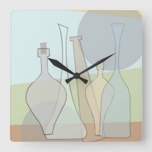 Cuadrado Reloj de Botellas Abstractas