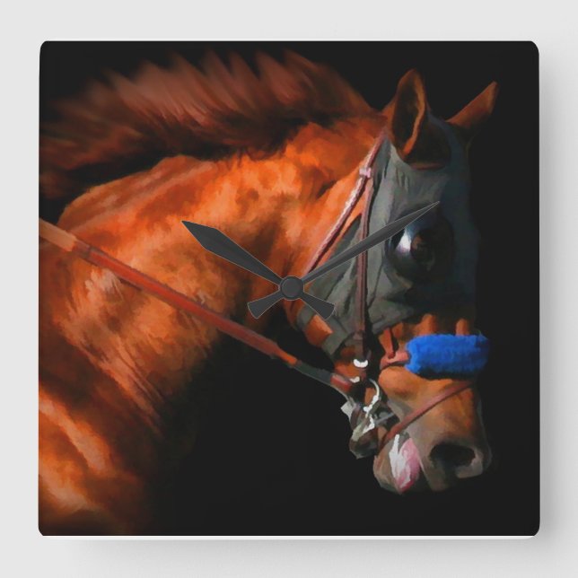 Cuadrado Reloj de caballo de carreras (Anverso)