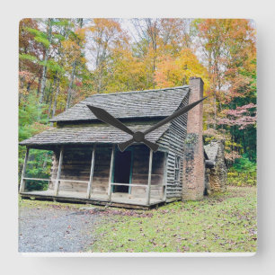 Cuadrado Reloj de cabinas de montaña Cades Cove Fall