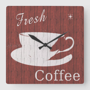 Cuadrado Reloj de café rojo ruso