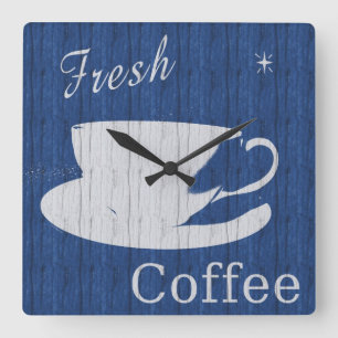 Cuadrado Reloj de café rústico
