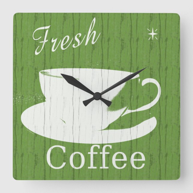 Cuadrado Reloj de café rústico tintable (Anverso)