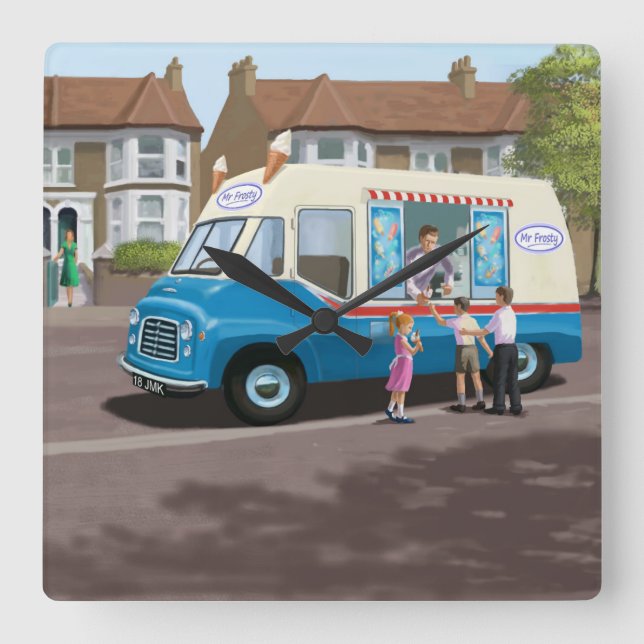 Cuadrado Reloj de camión con crema de hielo (Anverso)