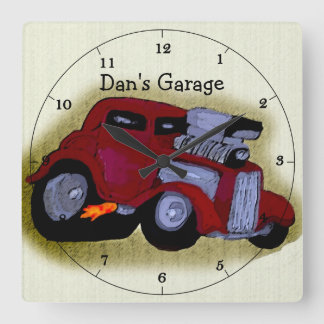 Cuadrado Reloj de caricatura de Hot Rod personalizado