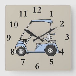 Cuadrado reloj de carro de golf azul