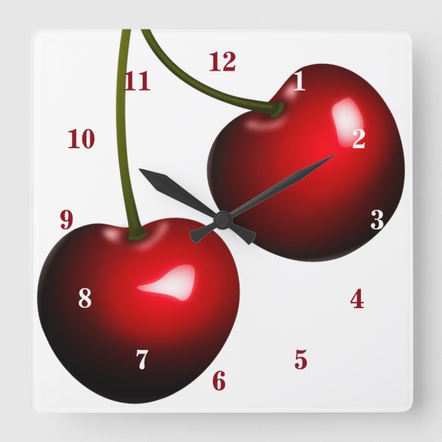 Cuadrado Reloj de cerezo rojo (Anverso)