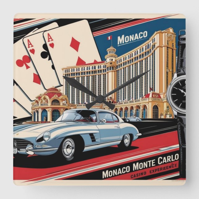 Cuadrado Reloj de Coche de Lujo de Mónaco Monte Carlo  (Anverso)