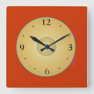 Cuadrado Reloj de cocina simple rojo amarillo con verde>