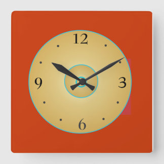 Cuadrado Reloj de cocina simple rojo amarillo con verde>