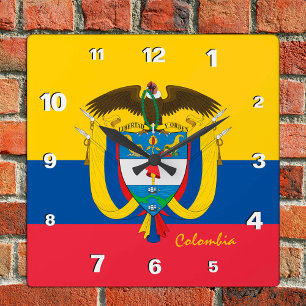 Cuadrado Reloj de Colombia, hogar patriótico, bandera colom