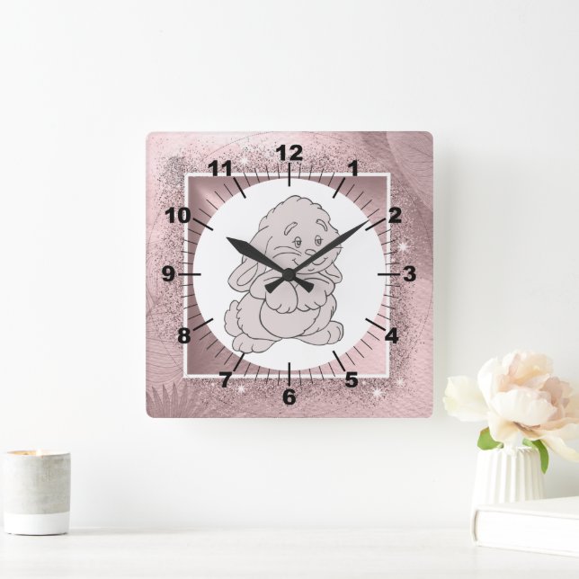 Cuadrado Reloj de conejo (Hogar)
