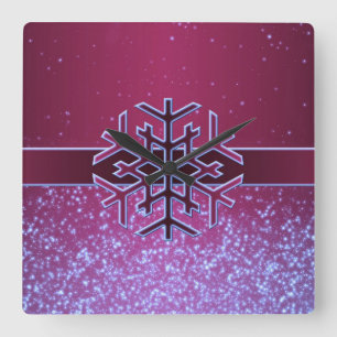 Cuadrado Reloj de copos de nieve de Navidades de Guay de lu