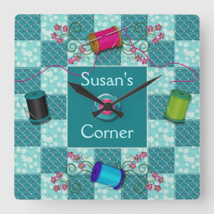 CUADRADO RELOJ DE COSTURA - PERSONALICE CON NOMBRE