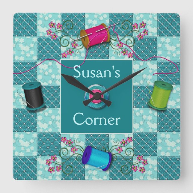 CUADRADO RELOJ DE COSTURA - PERSONALICE CON NOMBRE (Anverso)