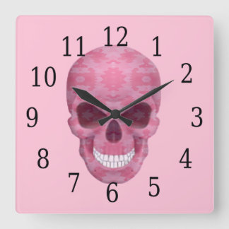 Cuadrado Reloj de cráneo de camuflaje rosado