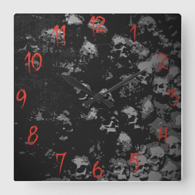 Cuadrado Reloj de cráneo gótico (Anverso)