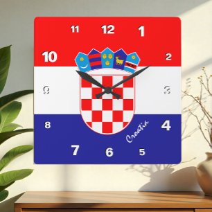 Cuadrado Reloj de Croacia, hogar patriótico, bandera croata