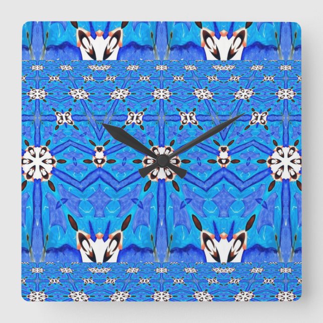 Cuadrado reloj de cuadrícula de matriz azul (Anverso)