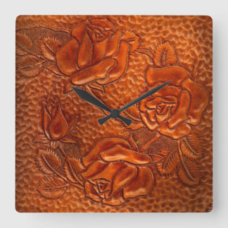 Cuadrado Reloj de cuero occidental equipado de los rosas