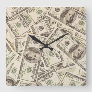 Cuadrado Reloj de dinero de facturación de cientos de dól