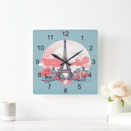 Cuadrado Reloj de diseño de la Torre Eiffel de París