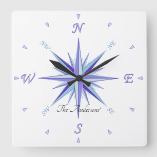 Cuadrado Reloj de diseño de Rosa de viento