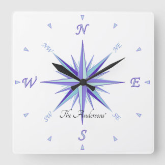 Cuadrado Reloj de diseño de Rosa de viento