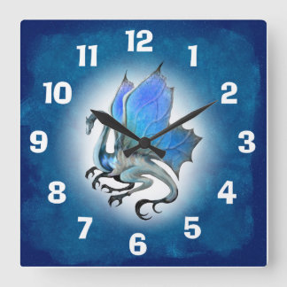 Cuadrado Reloj de dragón azul