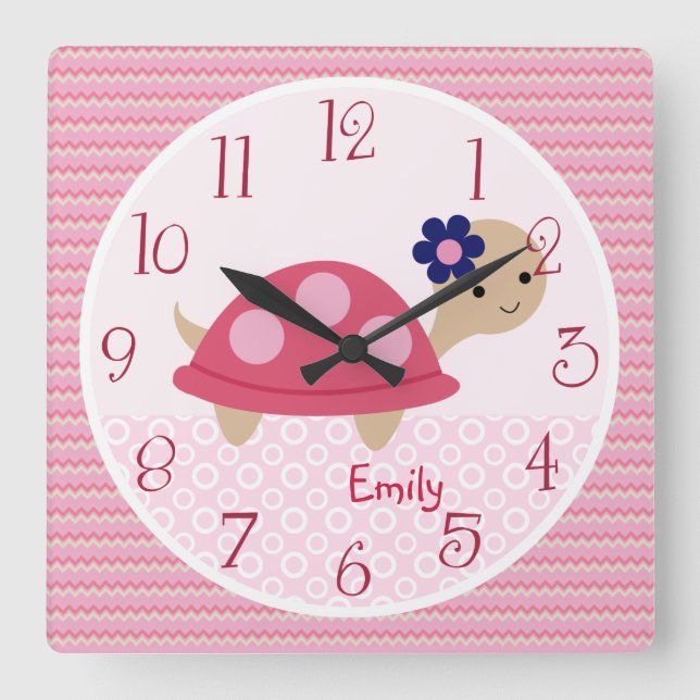 Cuadrado Reloj de elefante elefante/ella personalizado (Anverso)