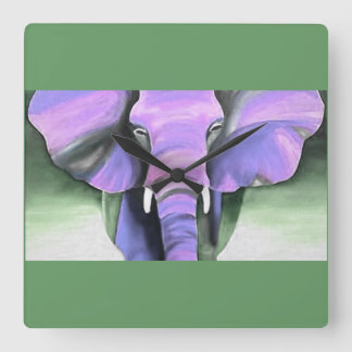 Cuadrado reloj de elefante morado