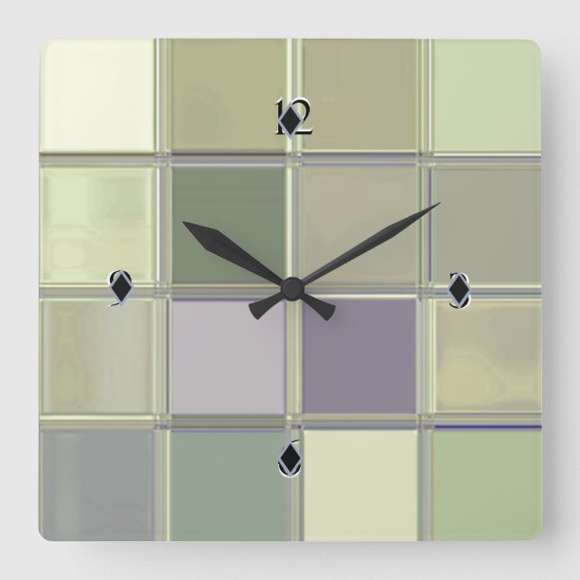 Cuadrado Reloj de encargo de acrílico liso del arte de (Anverso)