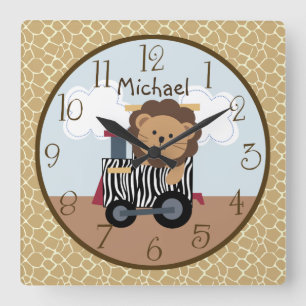 Cuadrado Reloj de enfermería de Safari Animal Train