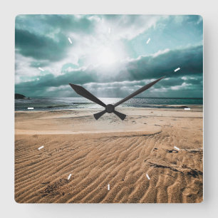 Cuadrado Reloj de escena de playa personalizado