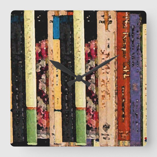 Cuadrado Reloj de estantería de libros (Anverso)