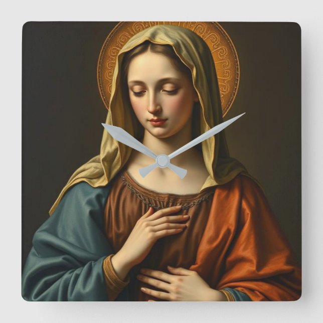 Cuadrado Reloj de estilo renacentista Virgen María (Anverso)