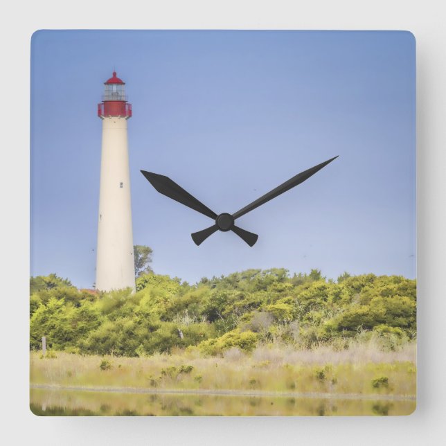 Cuadrado Reloj de faro de Cape May (Anverso)