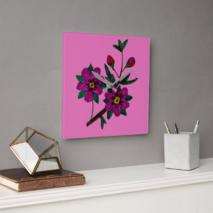 Cuadrado Reloj de flor