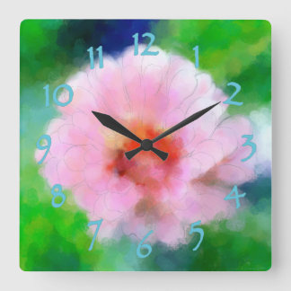 Cuadrado Reloj de flor de primavera