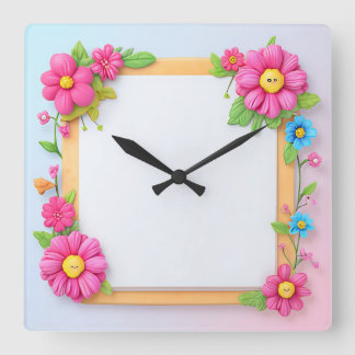 Cuadrado reloj de flores adorable