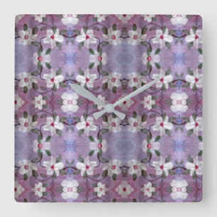 Cuadrado Reloj de flores blancas