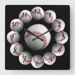 Cuadrado reloj de fondo de béisbol