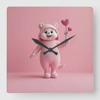 Cuadrado reloj de fondo rosa
