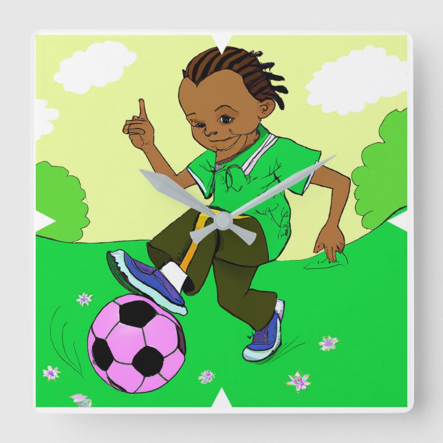 Cuadrado Reloj de fútbol infantil (Anverso)