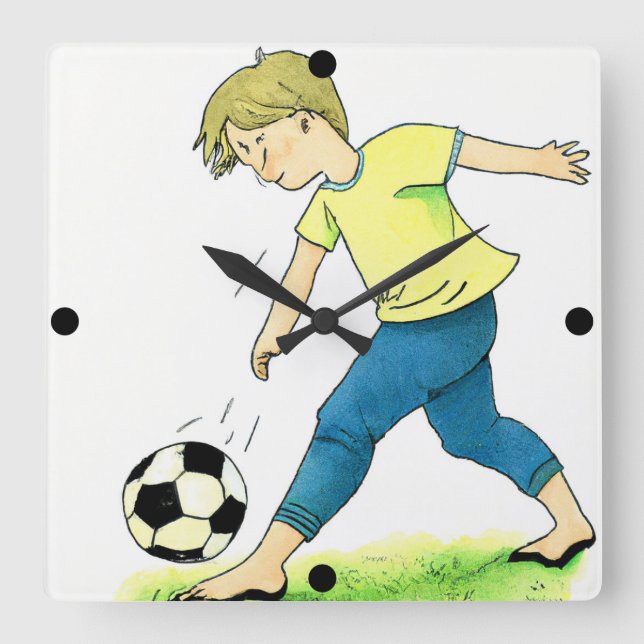 Cuadrado Reloj de fútbol infantil (Anverso)